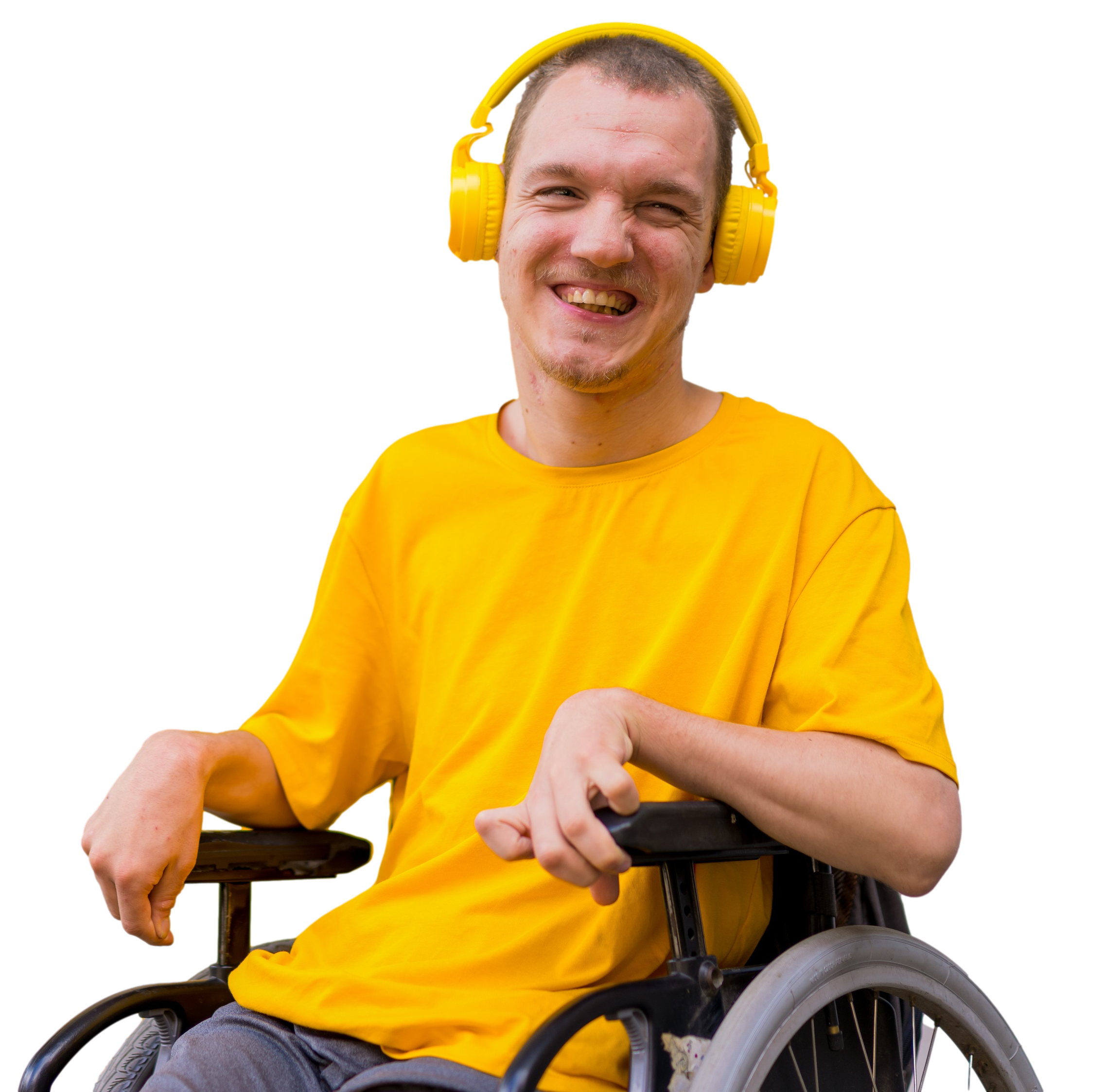 Person with disability smiling